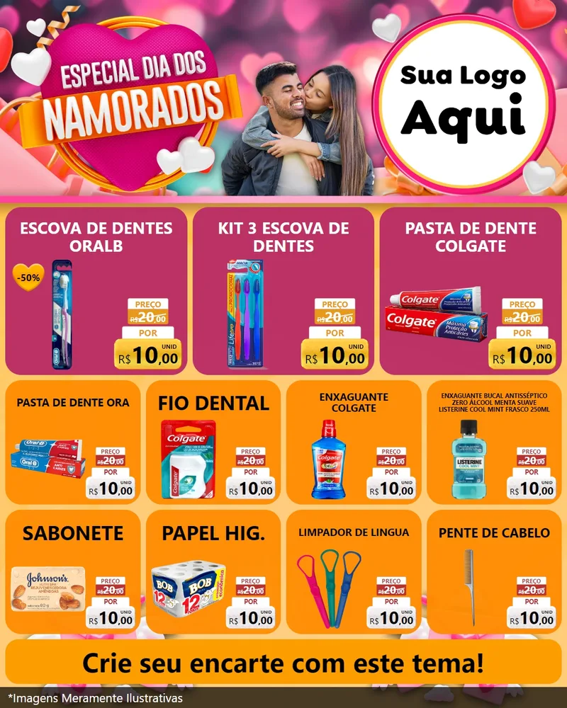 Modelo de Rede Social para Feed Instagram com o tema Especial Dia dos Namorados para Higiene Pessoal