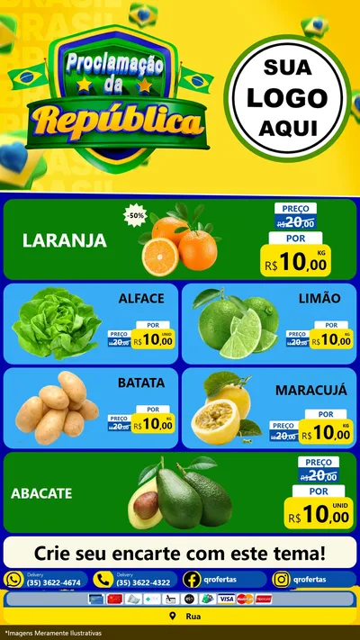 Modelo de TV para TV Vertical com o tema Proclamação da República para Hortifrúti