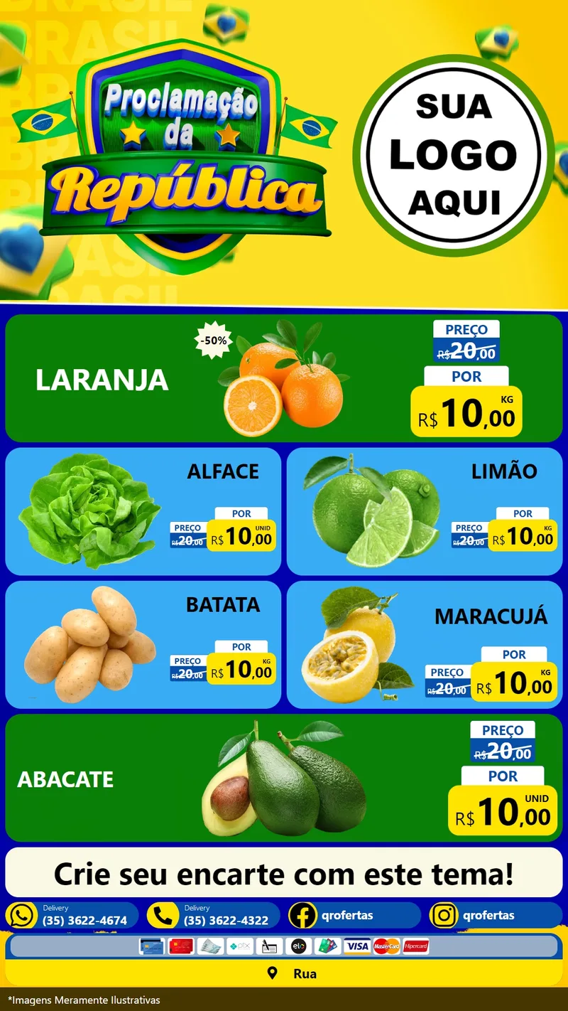 Modelo de TV para TV Vertical com o tema Proclamação da República para Hortifrúti