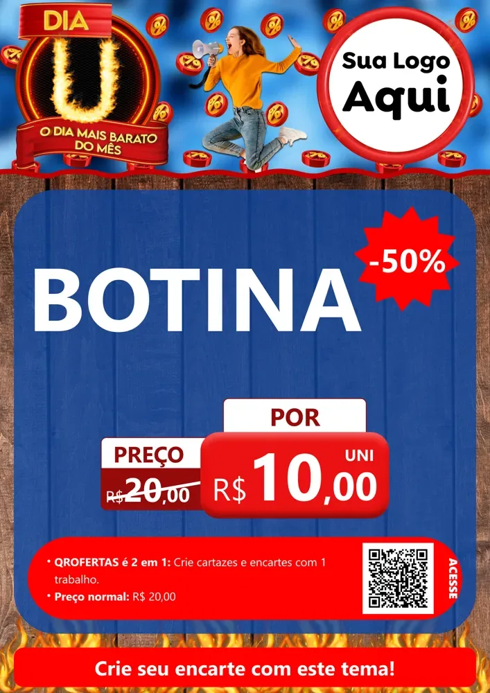 Modelo de Cartaz para Cartaz A4 Vertical com o tema Dia U - O Dia Mais Barato Do Mês para Agropecuária