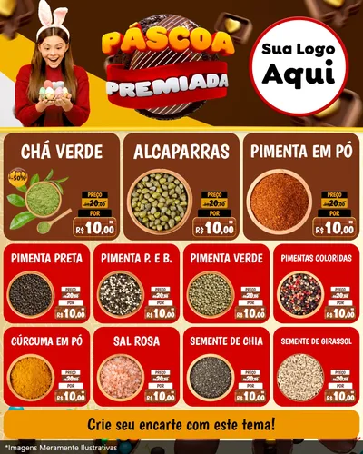 Modelo de Rede Social para Feed Instagram com o tema Páscoa Premiada para Produtos Naturais