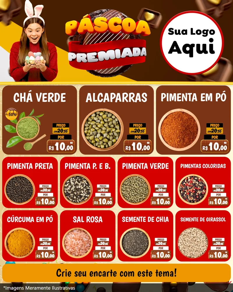 Modelo de Rede Social para Feed Instagram com o tema Páscoa Premiada para Produtos Naturais