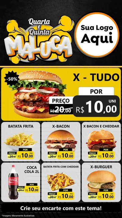 Modelo de Rede Social para Stories com o tema Quarta e Quinta Maluca para Hamburgueria