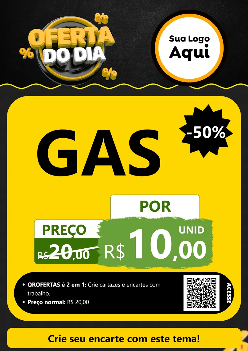 Modelo de Cartaz para Cartaz A4 Vertical com o tema Oferta Do Dia para Água e gás