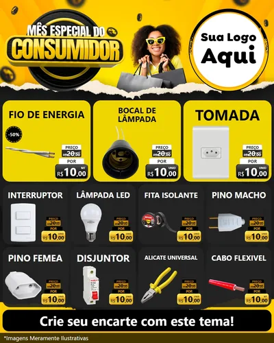 Modelo de Rede Social para Feed Instagram com o tema Mês Especial do Consumidor para Materiais Elétricos