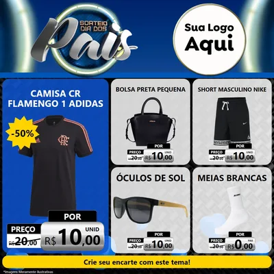 Modelo de Rede Social para Feed Facebook com o tema Sorteio Dia Dos Pais para Roupas e acessórios