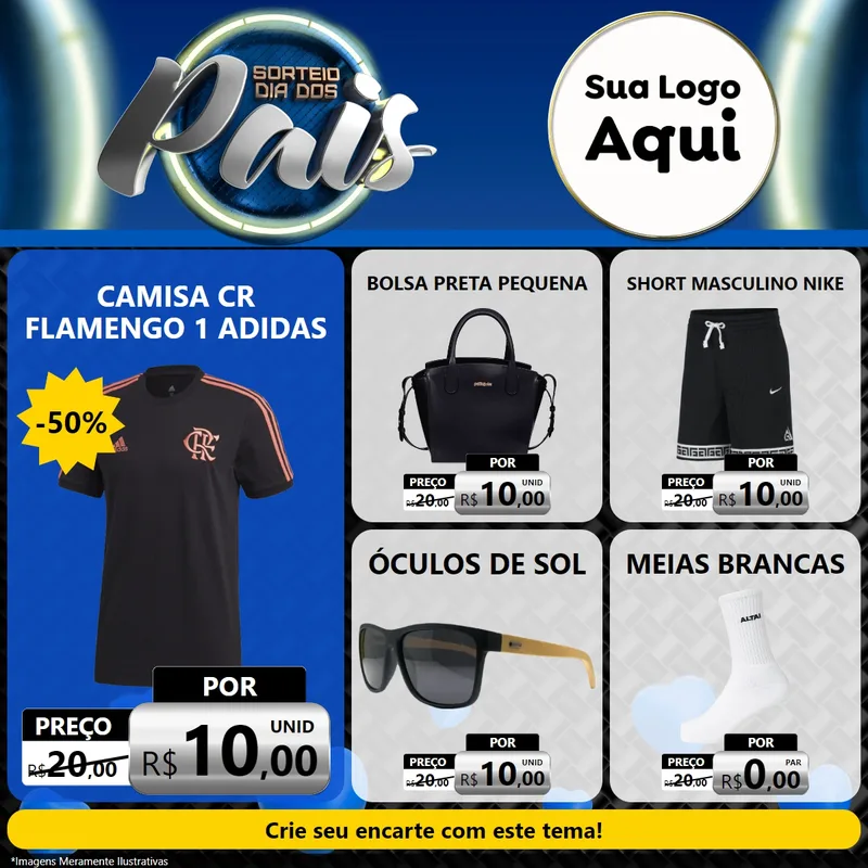 Modelo de Rede Social para Feed Facebook com o tema Sorteio Dia Dos Pais para Roupas e acessórios