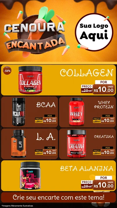 Modelo de TV para TV Vertical com o tema Cenoura Encantada - Páscoa para Suplementos alimentares