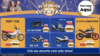 Modelo de TV para TV Horizontal com o tema Réveillon de Ofertas para Concessionaria de Motos