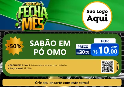 Modelo de Cartaz para Cartaz A4 Horizontal com o tema Operação Fecha Mês para Produtos de Limpeza
