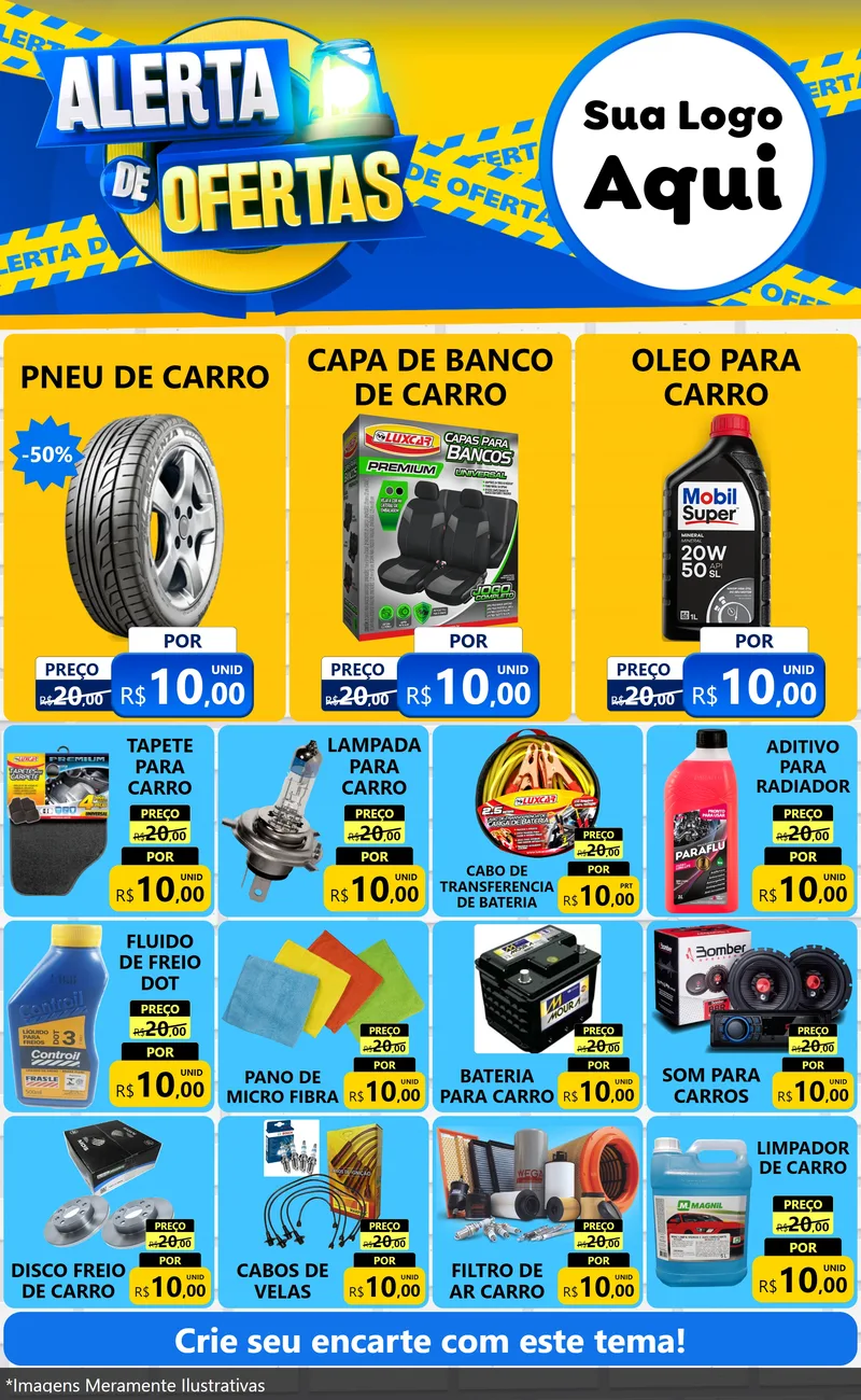Modelo de Encarte para Encarte Grande com o tema Alerta de Ofertas para Auto peças