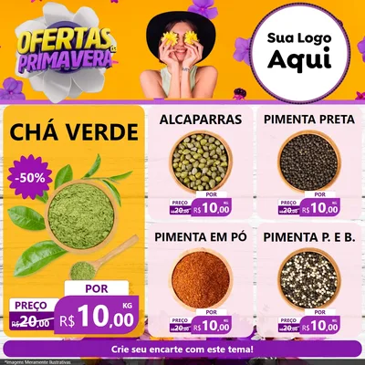 Modelo de Rede Social para Feed Facebook com o tema Ofertas Da Primavera para Produtos Naturais