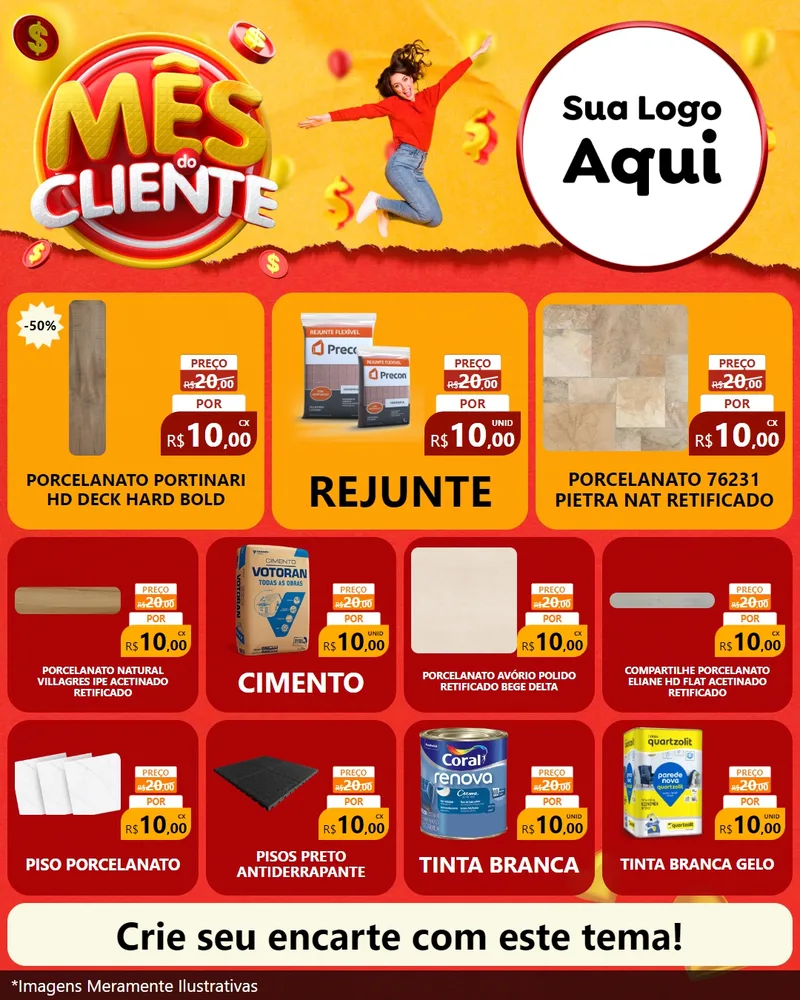 Modelo de Rede Social para Feed Instagram com o tema Mês do Cliente para Pisos e revestimentos