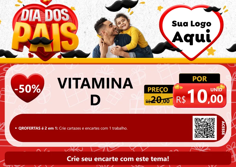 Modelo de Cartaz para Cartaz A4 Horizontal com o tema Dia dos Pais para Farmácia