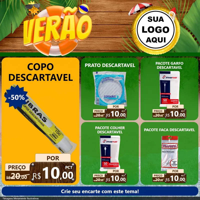 Modelo de Rede Social para Feed Facebook com o tema Verão para Embalagens