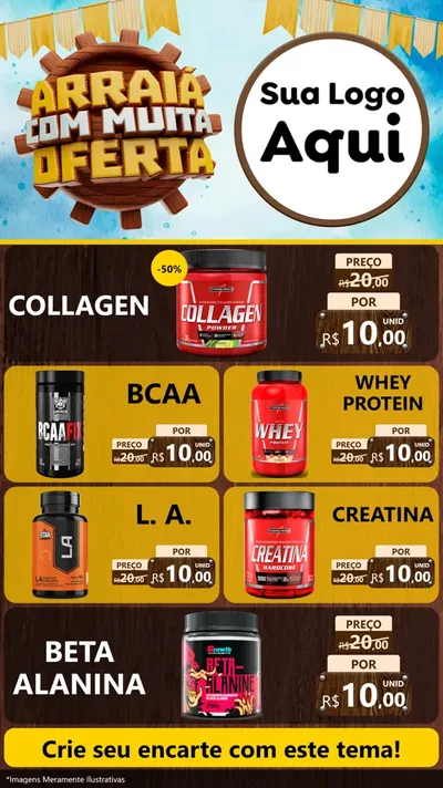 Modelo de TV para TV Vertical com o tema Ofertas de São João - Junina para Suplementos alimentares