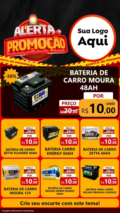 Modelo de Rede Social para Stories com o tema Alerta de Promoção para Baterias Elétricas