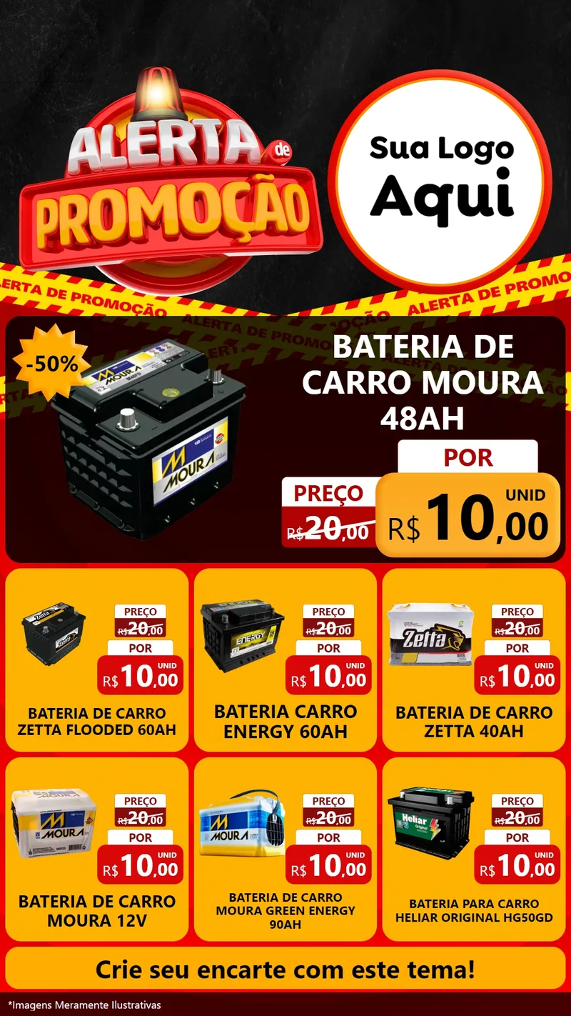 Modelo de Rede Social para Stories com o tema Alerta de Promoção para Baterias Elétricas
