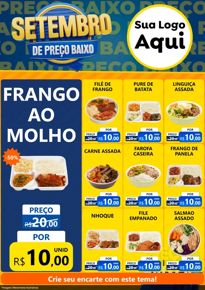 Modelo de Encarte para Encarte A4 Vertical com o tema Setembro De Preço Baixo para Restaurante