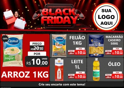 Modelo de Encarte para Encarte A4 Horizontal com o tema Black Friday para Supermercado