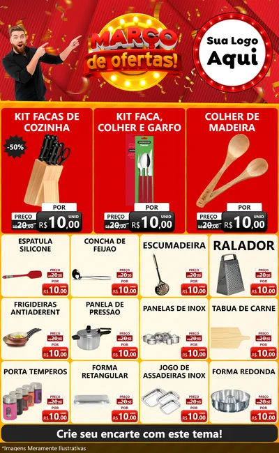Modelo de Encarte para Encarte Grande com o tema Março de Ofertas! para Utilidades Domésticas