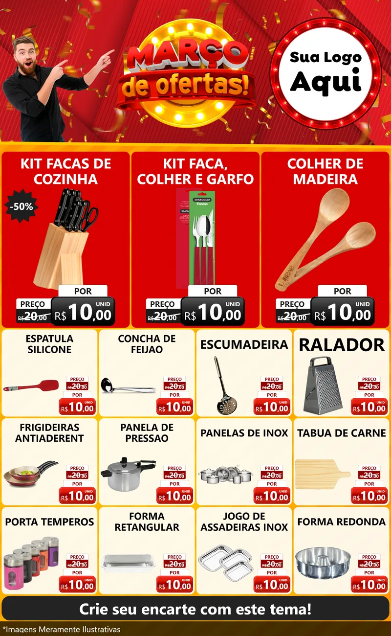 Modelo de Encarte para Encarte Grande com o tema Março de Ofertas! para Utilidades Domésticas