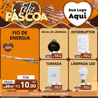 Modelo de Rede Social para Feed Facebook com o tema Feliz Páscoa para Materiais Elétricos