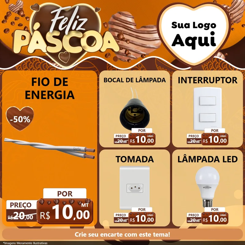 Modelo de Rede Social para Feed Facebook com o tema Feliz Páscoa para Materiais Elétricos