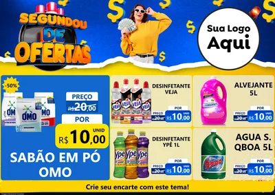 Modelo de Encarte para Encarte A4 Horizontal com o tema Segundou de Ofertas para Produtos de Limpeza