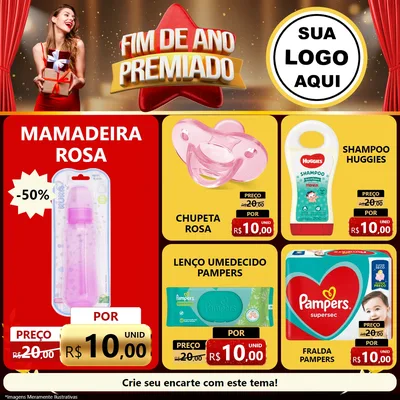 Modelo de Rede Social para Feed Facebook com o tema Fim de Ano Premiado para Bebês