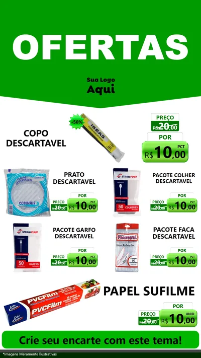 Modelo de TV para TV Vertical com o tema Ofertas Verde Cartaz para Embalagens