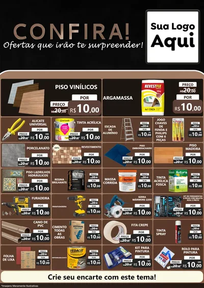 Modelo de Encarte para Encarte A4 Vertical com o tema Confira! Ofertas que irão te surpreender! para Material para Construção