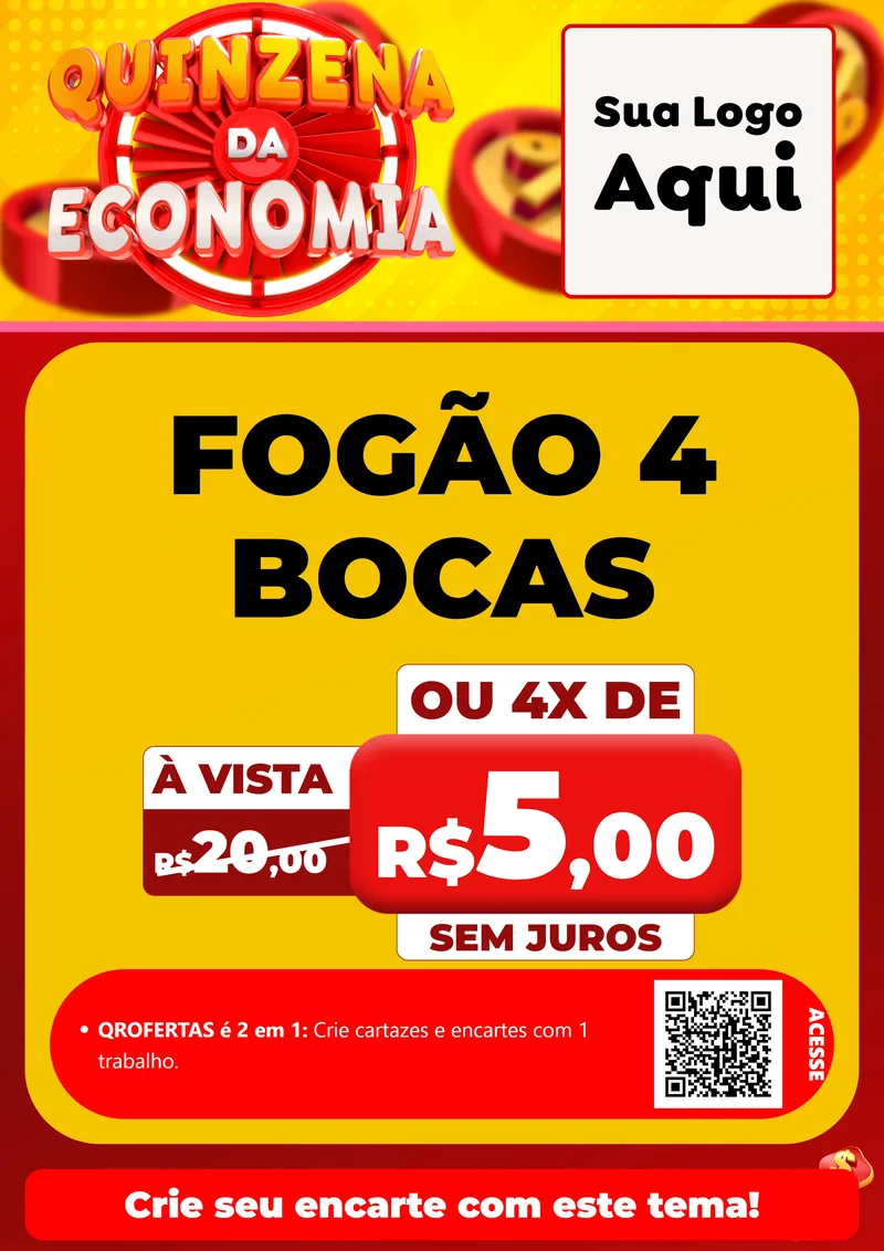 Modelo de Cartaz para Cartaz A4 Vertical com o tema Quinzena Da Economia para Móveis e Eletro