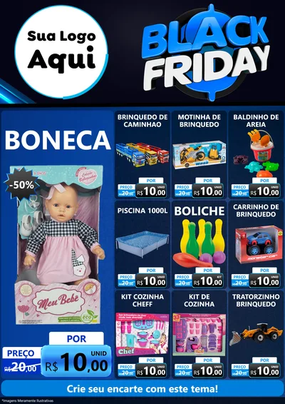 Modelo de Encarte para Encarte A4 Vertical com o tema Black Friday para Brinquedos
