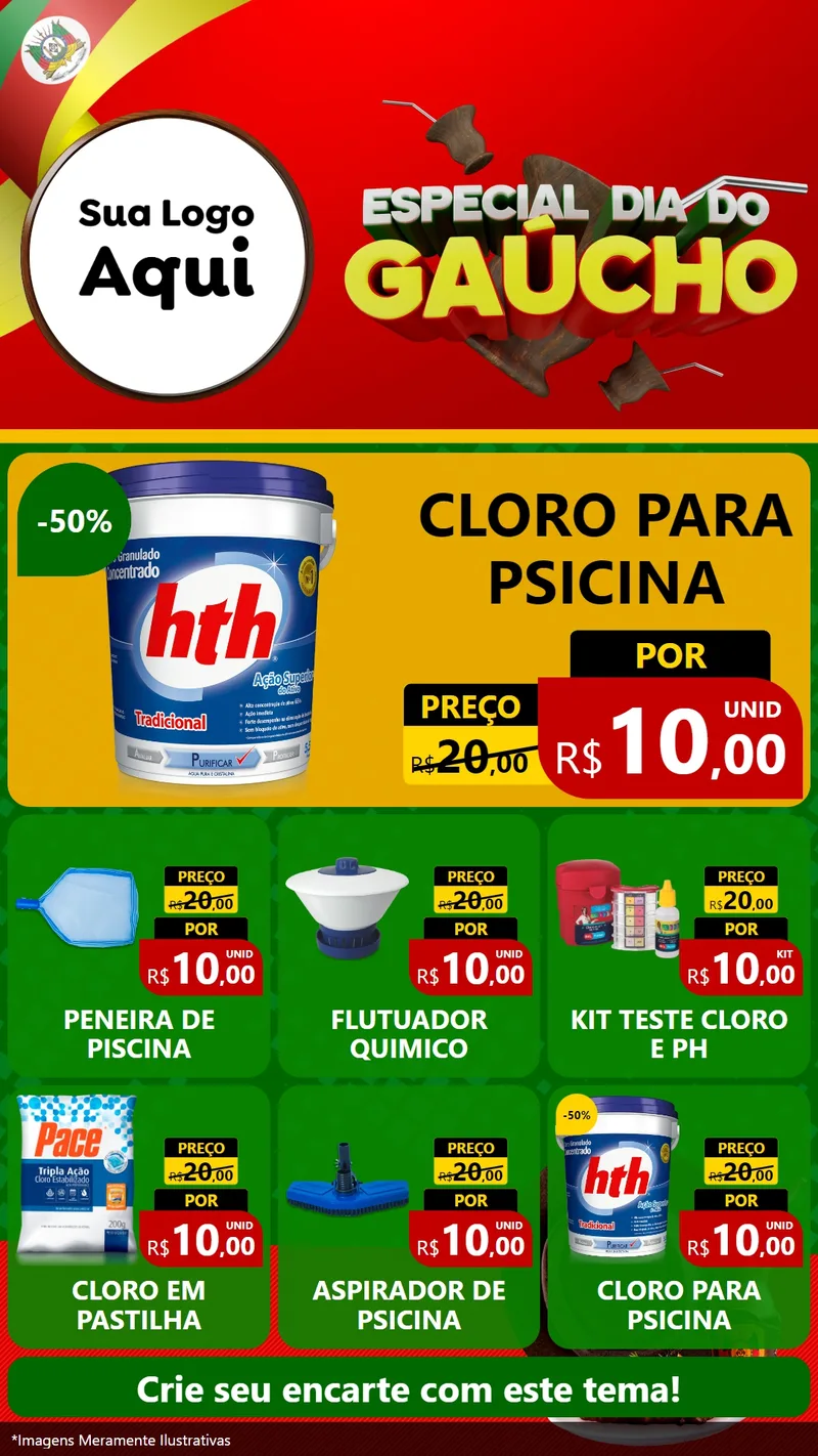 Modelo de Rede Social para Stories com o tema Especial Dia do Gaúcho para Produtos para Piscina