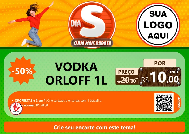 Modelo de Cartaz para Cartaz A4 Horizontal com o tema Dia S - O Dia Mais Barato para Distribuidora de bebidas