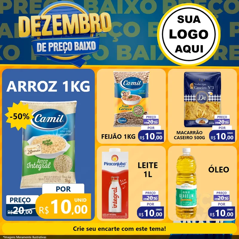 Modelo de Rede Social para Feed Facebook com o tema Dezembro de Preço Baixo para Supermercado