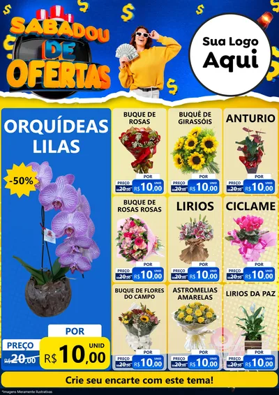Modelo de Encarte para Encarte A4 Vertical com o tema Sabadou de Ofertas para Floricultura e jardim
