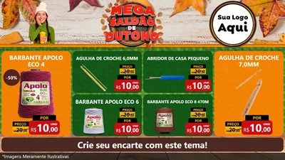 Modelo de TV para TV Horizontal com o tema Mega Saldão de Outono para Armarinho e Aviamentos