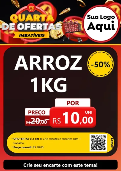 Modelo de Cartaz para Cartaz A4 Vertical com o tema Quarta de Ofertas Imbatíveis para Supermercado