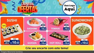 Modelo de TV para TV Horizontal com o tema Carnaval de Ofertas para Comida japonesa