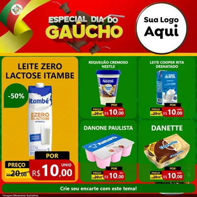 Modelo de Rede Social para Feed Facebook com o tema Especial Dia do Gaúcho para Frios e Laticínios