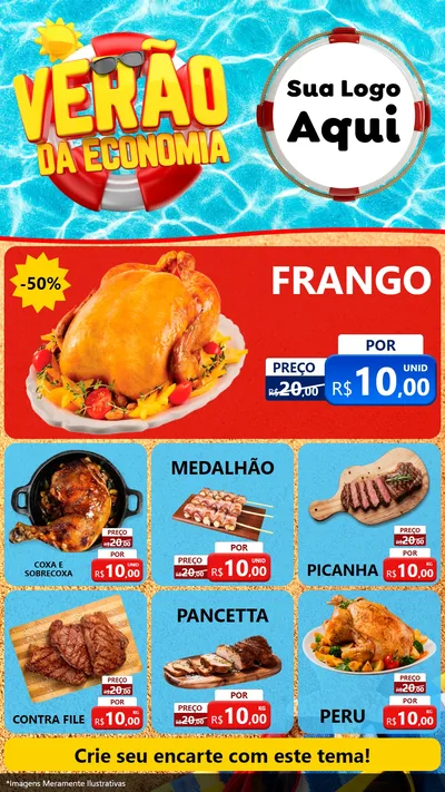 Modelo de Rede Social para Stories com o tema Verão da Economia para Assados