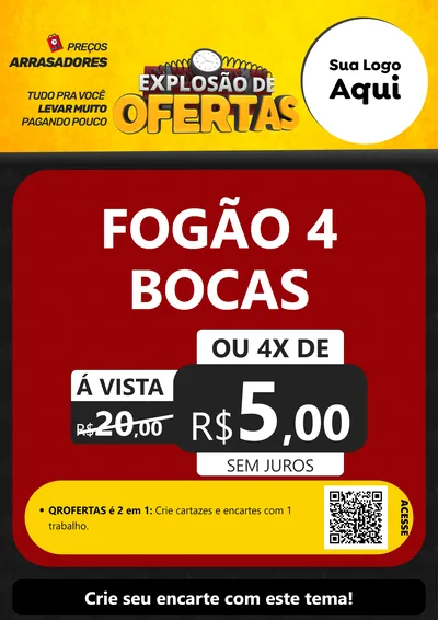 Modelo de Cartaz para Cartaz A4 Vertical com o tema Explosão de Ofertas para Móveis e Eletro