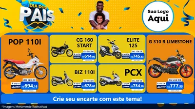 Modelo de TV para TV Horizontal com o tema Dia dos Pais para Concessionaria de Motos