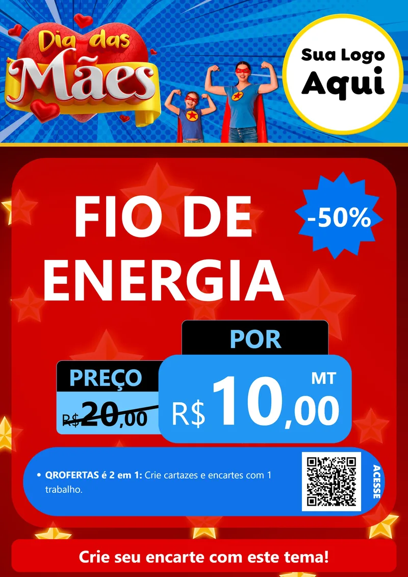 Modelo de Cartaz para Cartaz A4 Vertical com o tema Dia das Mães para Materiais Elétricos