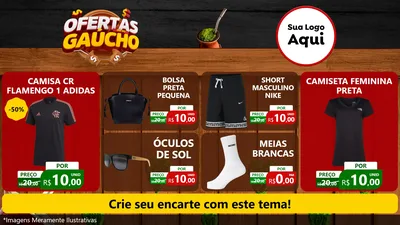 Modelo de TV para TV Horizontal com o tema Ofertas Dia do Gaúcho para Roupas e acessórios