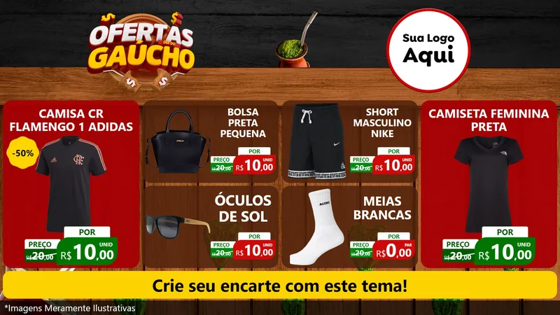 Modelo de TV para TV Horizontal com o tema Ofertas Dia do Gaúcho para Roupas e acessórios