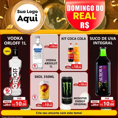 Modelo de Rede Social para Feed Facebook com o tema Domingo do Real para Distribuidora de bebidas