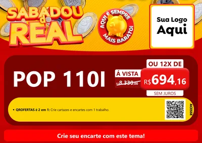 Modelo de Cartaz para Cartaz A4 Horizontal com o tema Sabadou do Real para Concessionaria de Motos